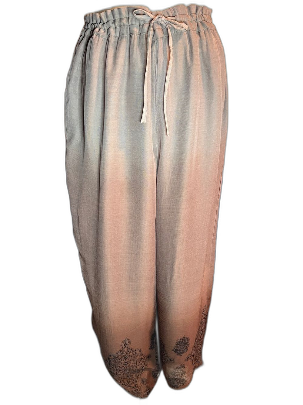 Vintage/Bohemian Phool Ombre Pull On Wide Print Leg Trouser Pants Size M